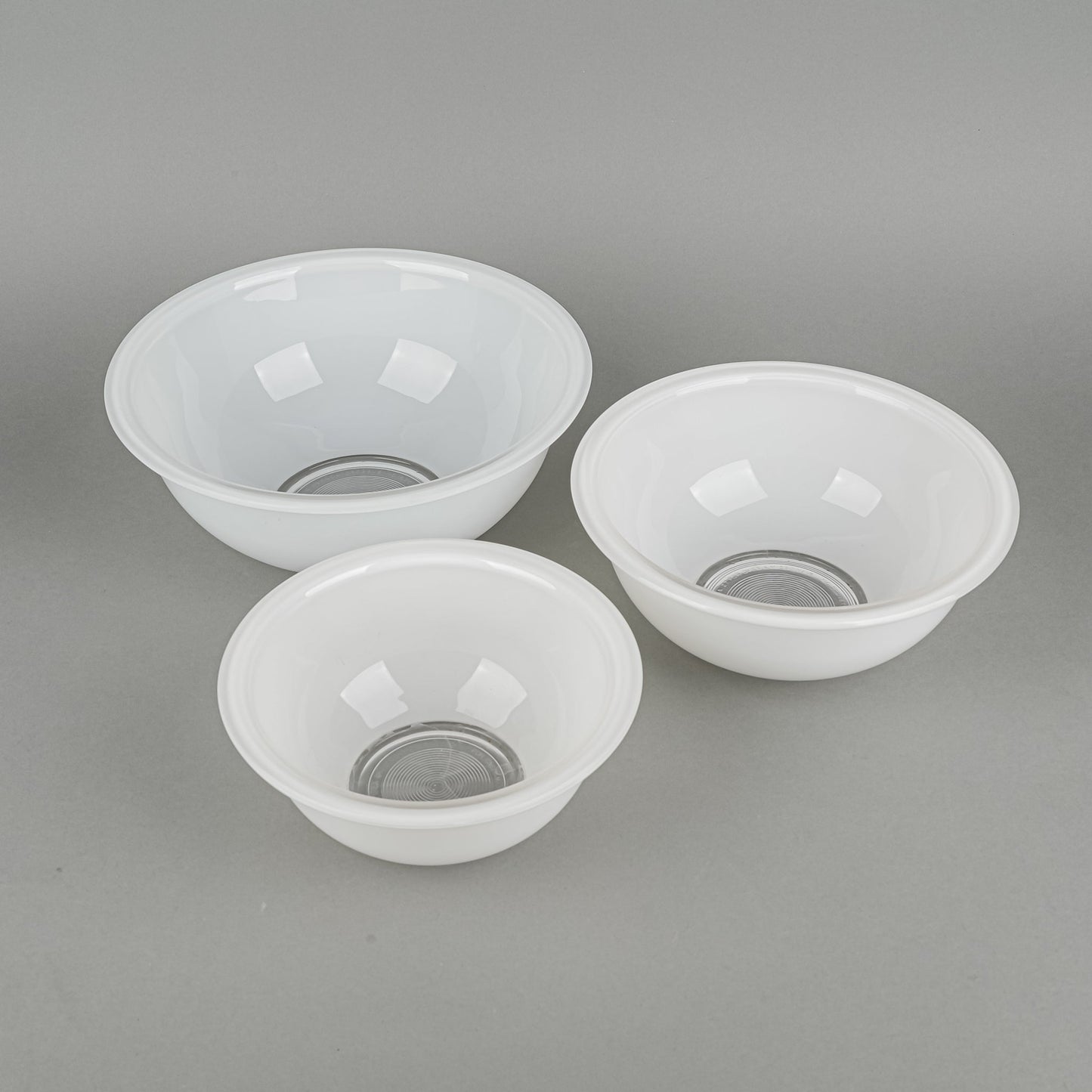 Glass Nesting Bowls White Set of 3