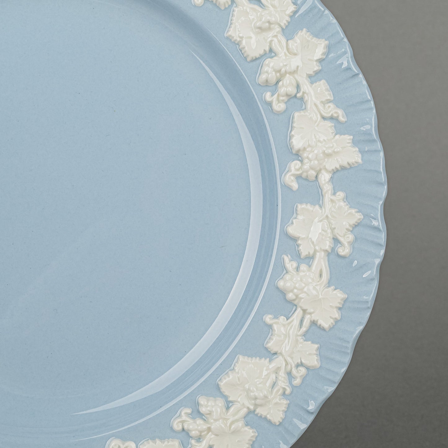 White On Blue Embossed Queens Ware Salad/Dessert Plates